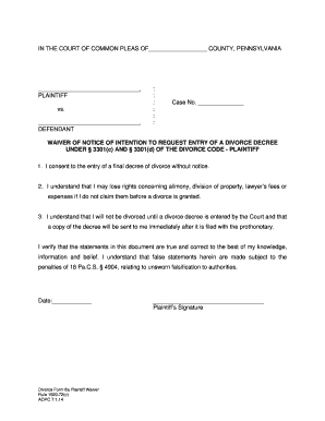 Waiver of Notice for Plaintiff