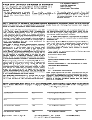 HUD-9887 Verification of Information Form