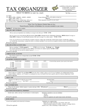 Tax Organizer Form