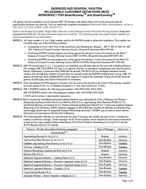Reloadable Customer Definitions Worksheet for SmartRunway and SmartLanding