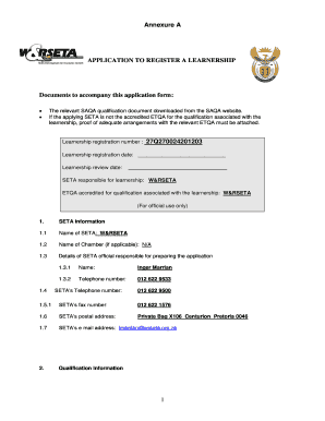 Application to Register a Learnership