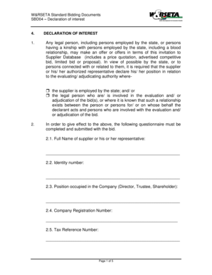 W&RSETA Declaration of Interest Form
