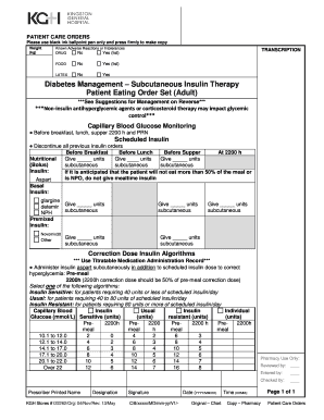 Patient Care Orders for Diabetes Management