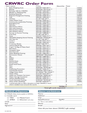 CRWRC Order Form