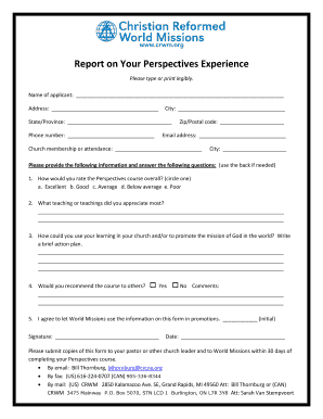 Perspectives Course Feedback Form