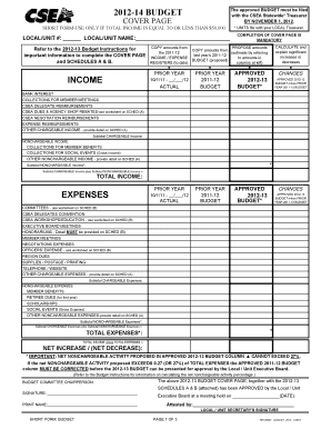 2012-14 BUDGET The approved BUDGET must be filed