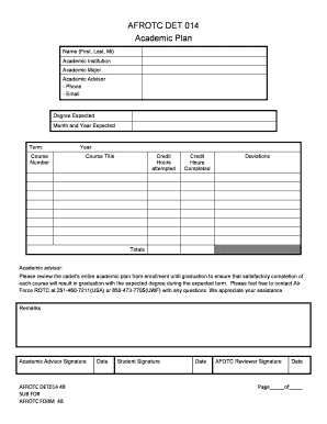 AFROTC Academic Plan Form 48