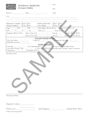 Internal Medicine Intake Form