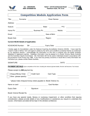 Competition Module Application Form