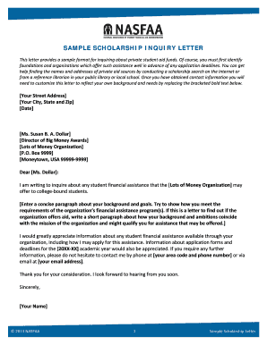 Sample Scholarship Inquiry Letter