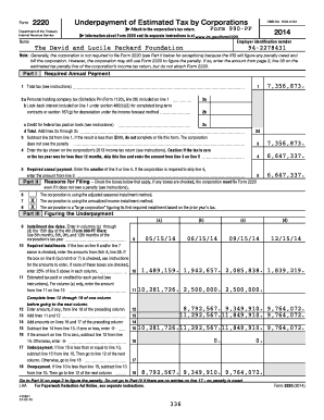 IRS Form 2220 Underpayment of Estimated Tax by Corporations