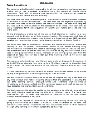 SMS Banking Terms and Conditions