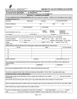 Application for Long Term Disability Income Benefits
