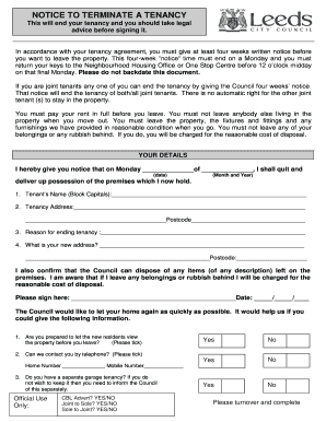 Notice to Terminate a Tenancy