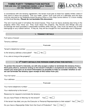 Third Party Tenancy Termination Notice