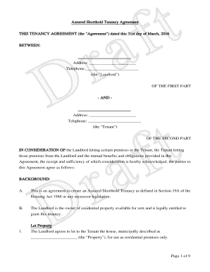 Assured Shorthold Tenancy Agreement