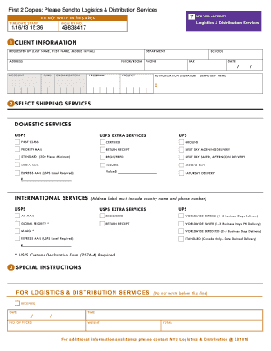 NYU Shipping Services Request Form