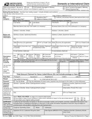 USPS Domestic Insurance Claim Form