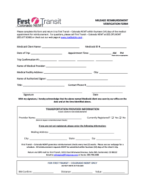 Mileage Reimbursement Verification Form