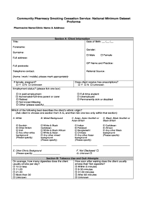 UK Smoking Cessation Service Form