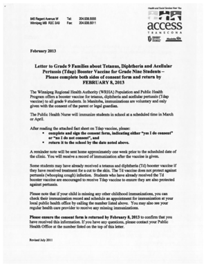 Tdap Vaccine Consent Form