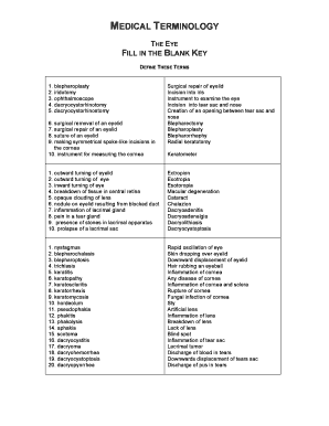 Medical Terminology Eye Definitions