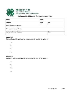 Missouri 4-H Member Comprehensive Plan