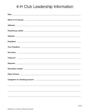 4-H Club Leadership Information Form