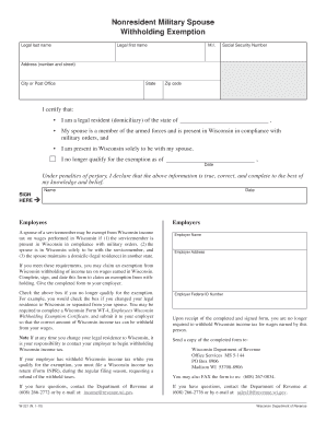 Nonresident Military Spouse Withholding Exemption Form