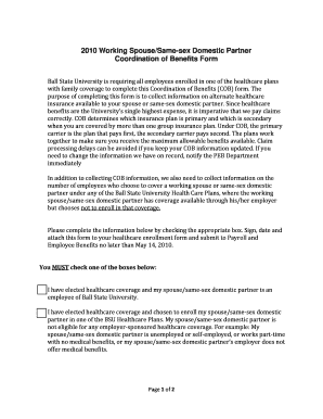 Ball State University Coordination of Benefits Form