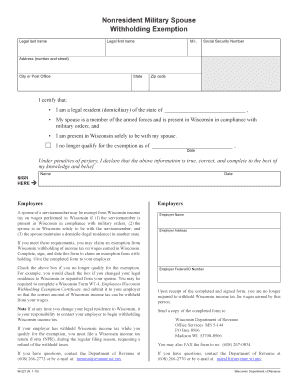 Nonresident Military Spouse Withholding Exemption Form