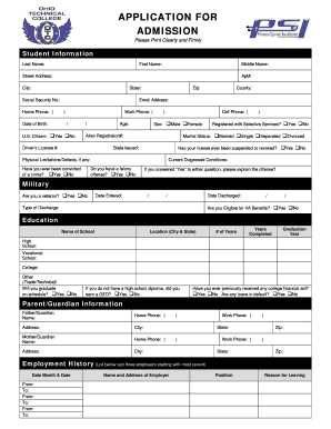 College Admission Application Form