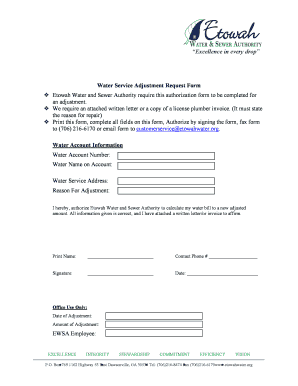 Water Service Adjustment Request Form
