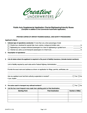 California Public Auto Supplemental Application