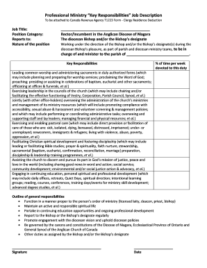 Professional Ministry Key Responsibilities Form