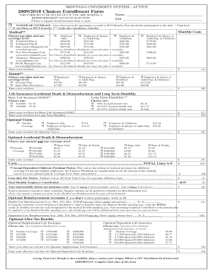 Montana University System Employee Benefits Enrollment Form