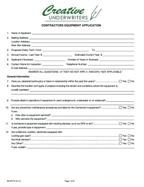 Contractors Equipment Application