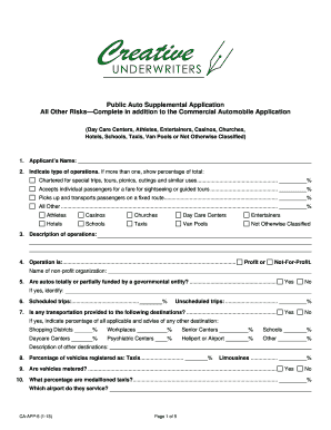 Public Auto Supplemental Application