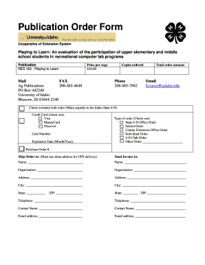 Publication Order Form