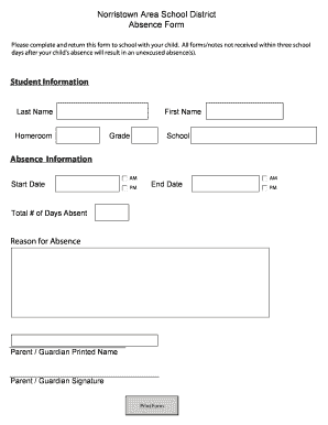 Norristown Area School District Absence Form