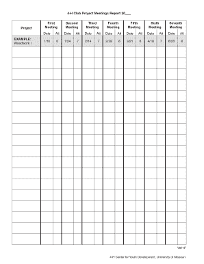 4-H Club Project Meetings Report