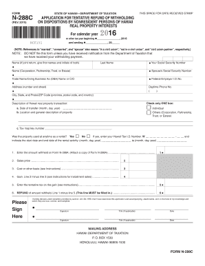 Hawaii N-288C Form