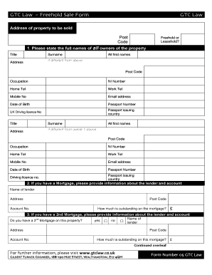UK Freehold Sale Form