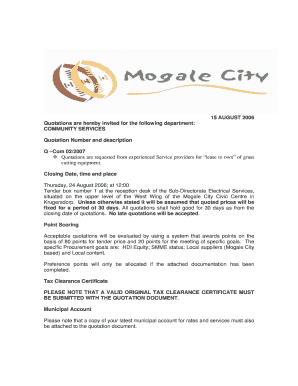 Quotation for lease to own of grass cutting equipment - mogalecity gov