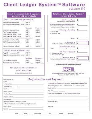 Client Ledger System 6.0 Upgrade Order Form