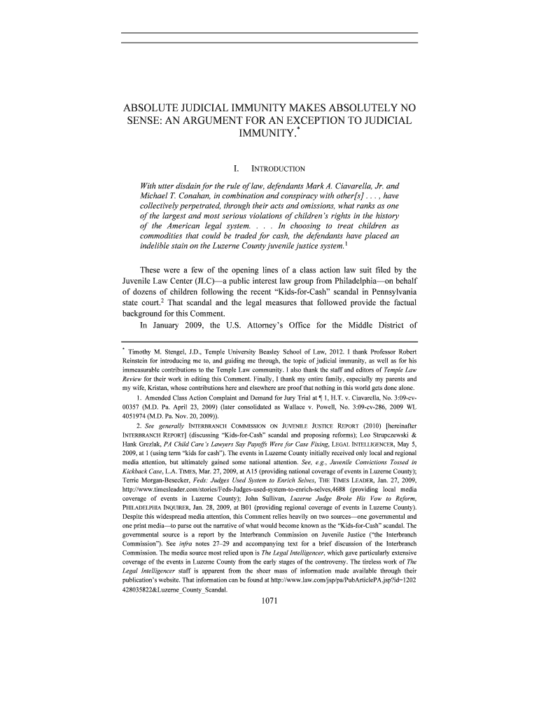 Fillable Online ABSOLUTE JUDICIAL IMMUNITY MAKES ABSOLUTELY NO Fax