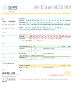 Kennedy Center 2014/15 Season Order Form