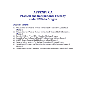 Occupational and Physical Therapy Service Needs Checklist