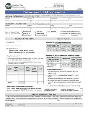 Outdoor Security Lighting Incentives Form