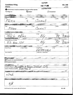 Oregon Candidate Filing Form